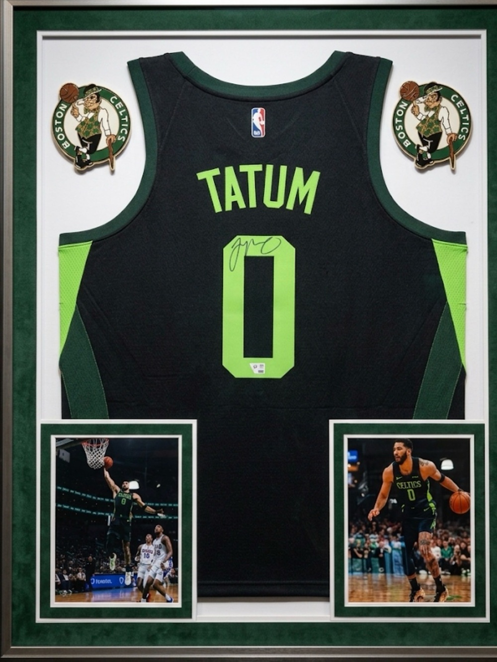 NBA Jayson Tatum Framed Jersey - Black & Neon Green